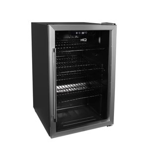 Cervejeira Expositor Vertical HQ Vidro Duplo 125 Litros Preta e Inox HQ-125CEVPV